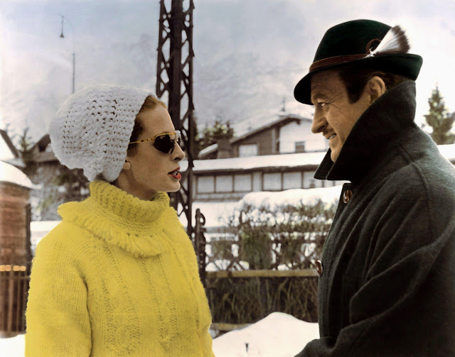 Photos of David Niven and Claudia Cardinale Skiing at Cortina d’Ampezzo During the Filming of “The Pink Panther” (1963)