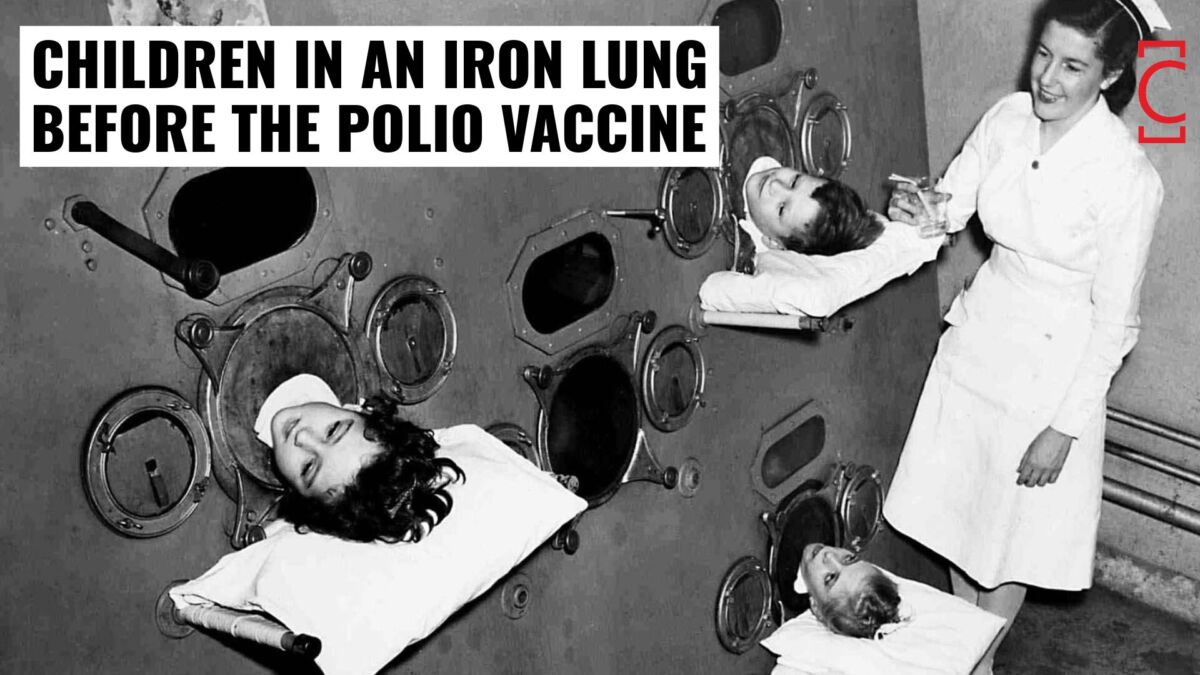A multi person ventilator used in the 1950s.
