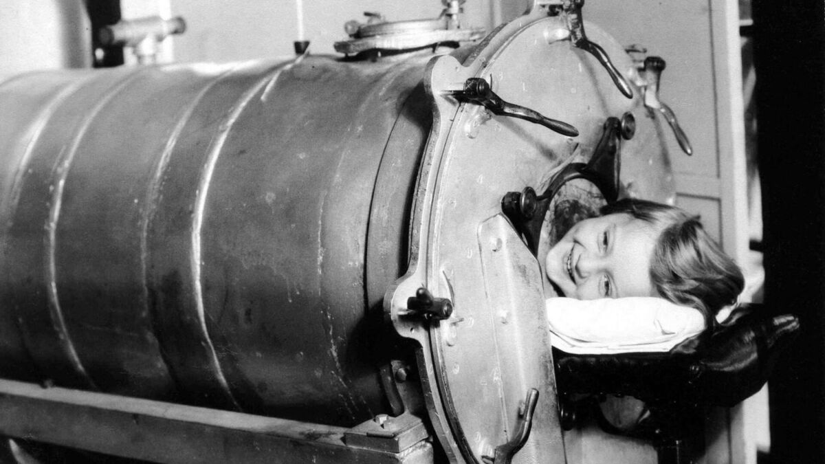 Children in an Iron Lung Before the Polio Vaccine