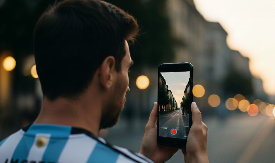 A creator filming vertical content on a smartphone to illustrate photography trends 2025.