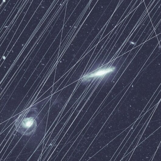 Satellite streaks crossing space telescope images in NASA contamination study