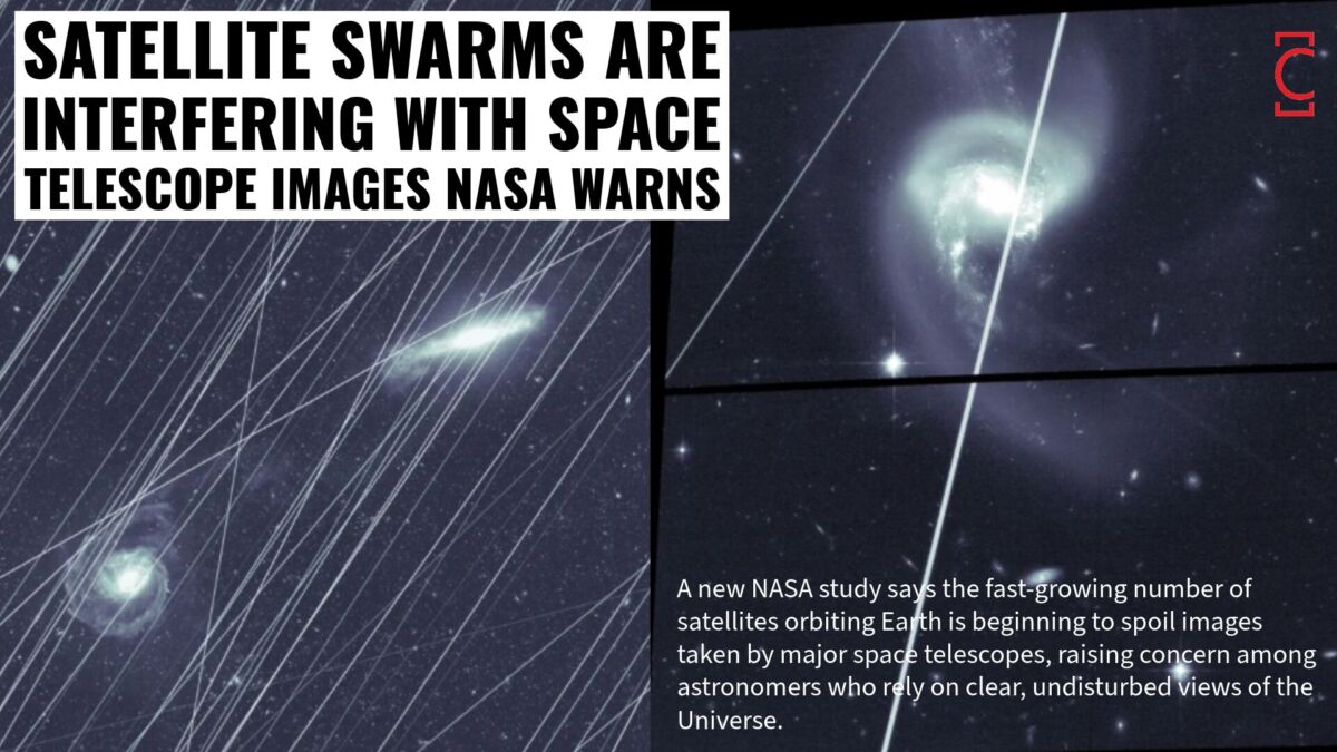 Satellite streaks crossing space telescope images in NASA contamination study