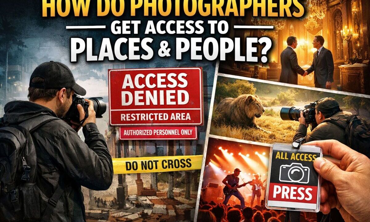 photographer talking with people before taking photos