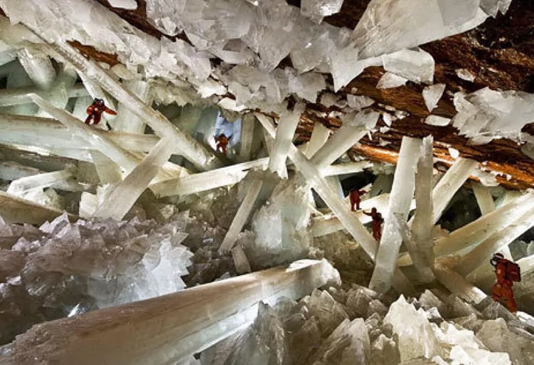 The cave filled with giant crystals