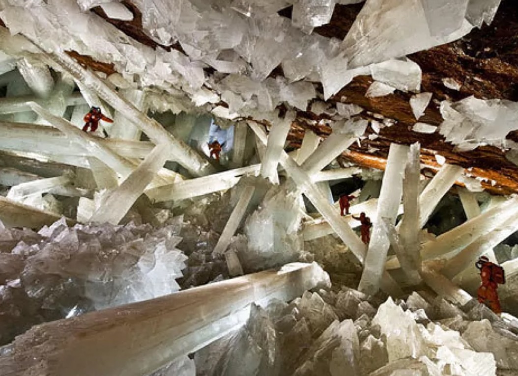 The cave filled with giant crystals