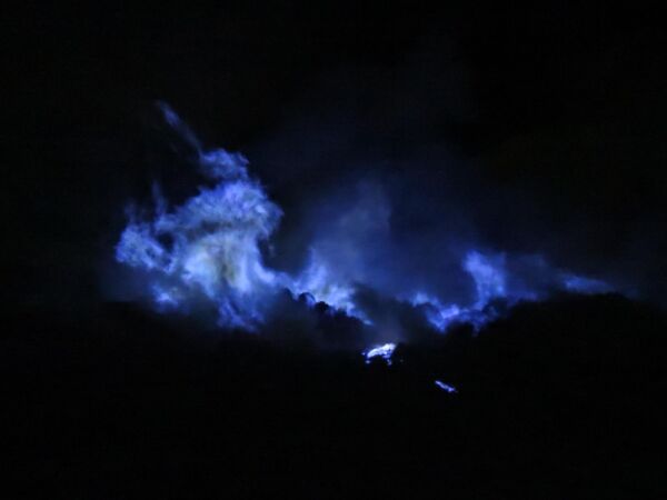 The Volcano That Burns With Blue Fire at Night