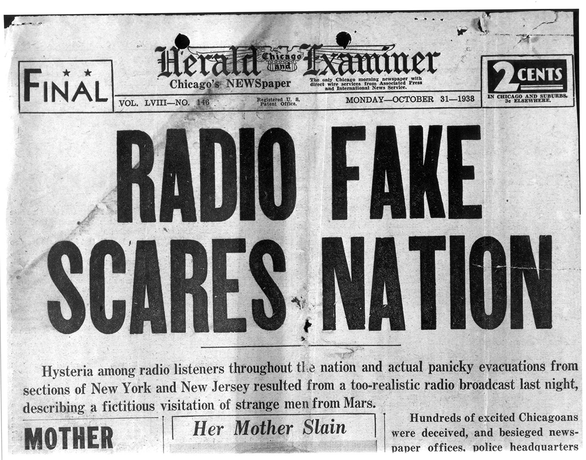 War of worlds newspaper headline